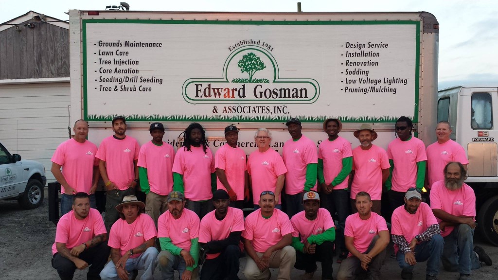 Our maintenance crew showing support for breast cancer awareness and research.
